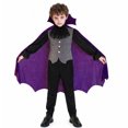 thumbnail image 2 of Vampire Cosplay, Vampire Cos, Vampire Outfits, Bat Wing Vampire Cape Costume Set, Grey Vest Black Long Sleeve Shirt Purple Lined Bat Cape, Gothic Vampire Cosplay Outfit for Halloween Party, Black L, 2 of 4