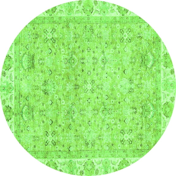 Ahgly Company Indoor Round Abstract Green Modern Area Rugs, 5' Round