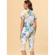thumbnail image 5 of Conjunto De Pijama De Salón Elegante Con Botones En La Parte Delantera Y Cuello En V Floral Para Mujer Blanco S, 5 of 6