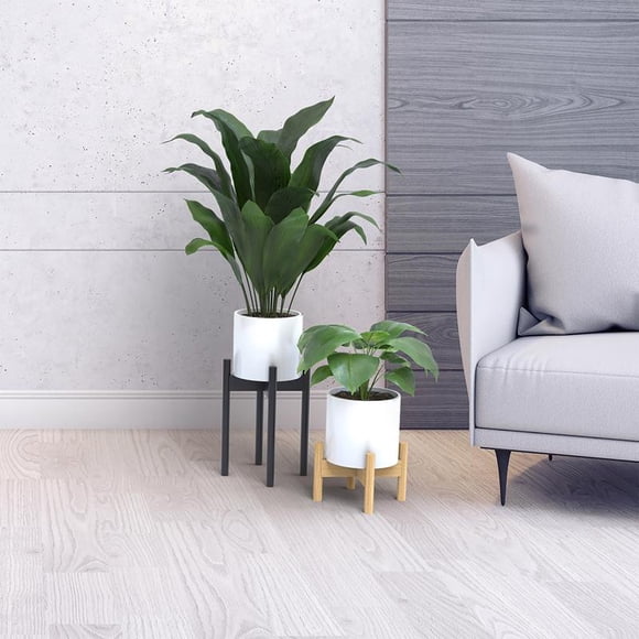 Soporte para plantas Panacea, madera variada, 20 cm de alto