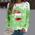 thumbnail image 1 of TIMIFIS Cadeaux de Noël Pull Col Rond pour Femmes Hauts Décontractés Hiver Verre de Vin Rouge Chapeau de Père Noël Imprimé Sweat à Manches Longues Bonne Année, 1 of 4
