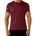 thumbnail image 2 of DPTALR Men's Solid Color Round Neck Short Sleeve Sports Training T-shirt for Running & Fitness,Wine,Big and Tall Men L, 2 of 9