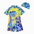 thumbnail image 1 of COMVALUE Toddler Swimsuit Suits Short Sleeve Swimwear UPF 50+ Bathing Suit Zip Rashguards (Blue, 1-2 Years), 1 of 7