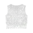 thumbnail image 6 of Mufeng Men's Shiny Sequin Tassel Vest Top Glitter V Neck Crop Tank Top Waistcoat Party Clubwear Silver 3XL, 6 of 7