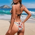 thumbnail image 5 of Chririnla Watercolor Red Rose Halter Neck Bikini Set - Sexy Two Piece Triangle Swimsuit with Tie Sides for Beach Vacation & Pool Parties, 5 of 9