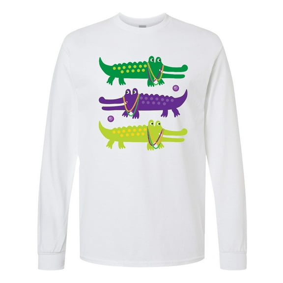 Inktastic Mardi Gras Holiday Alligators Long Sleeve T-Shirt