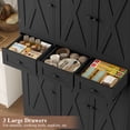 thumbnail image 6 of Hiphuta 67" Tall Farmhouse Kitchen Pantry Storage Cabinet with Door Shelves, 43" Wide Large Cupboard Hutch with 3 Drawers, Black, 6 of 7