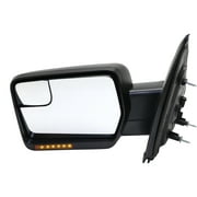 MIRROR Compatible For 2011-2014 Ford F-150 Left Driver Heated Power Glass In-housing Signal Light Textured Black