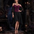 thumbnail image 3 of Plus Size Women's Halloween Gothic Witch Dress Renaissance Medieval Vampire Mesh Outfit Butterfly Sleeve Off Shoulder Cosplay Dress, 3 of 5