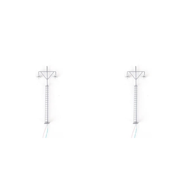 Injueey Mini poste de luz LED en miniatura para manualidades, modelo de vía férrea, escala 1: 87, lámpara de pista ligera para jardín, Gris (luz blanca) 2piezas