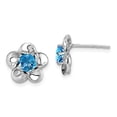 thumbnail image 5 of 925 Sterling Silver Rhodium-plated Floral Blue Topaz Post Earrings, 5 of 5