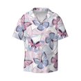 thumbnail image 2 of Lafuoo Butterflies in Pastel Pattern Men's Cuban Collar Short Sleeve Shirt, Button-Down Resort Beach Pocket Shirt-XX-Large, 2 of 7