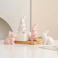 thumbnail image 4 of Ceramic Bunny Rabbits Figurine Decor - White Porcelain Modern Tabletop Art, Easter & Spring Decoration, Bookshelf Statues, Wedding & Craft Ornaments, 4 of 9