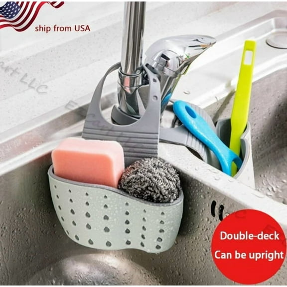 Kitchen Sink Shelving Bag Dish Cloths Rack Suction Sponge Hanging Drain Holder