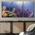 thumbnail image 3 of wall26 Canvas Print Wall Art Set Yellow Fish in Purple Coral Reef Marine Life Ocean Photography Modern Art Nautical Scenic Colorful Ultra for Living Room, Bedroom, Office - 16"x24"x3 Panels, 3 of 5
