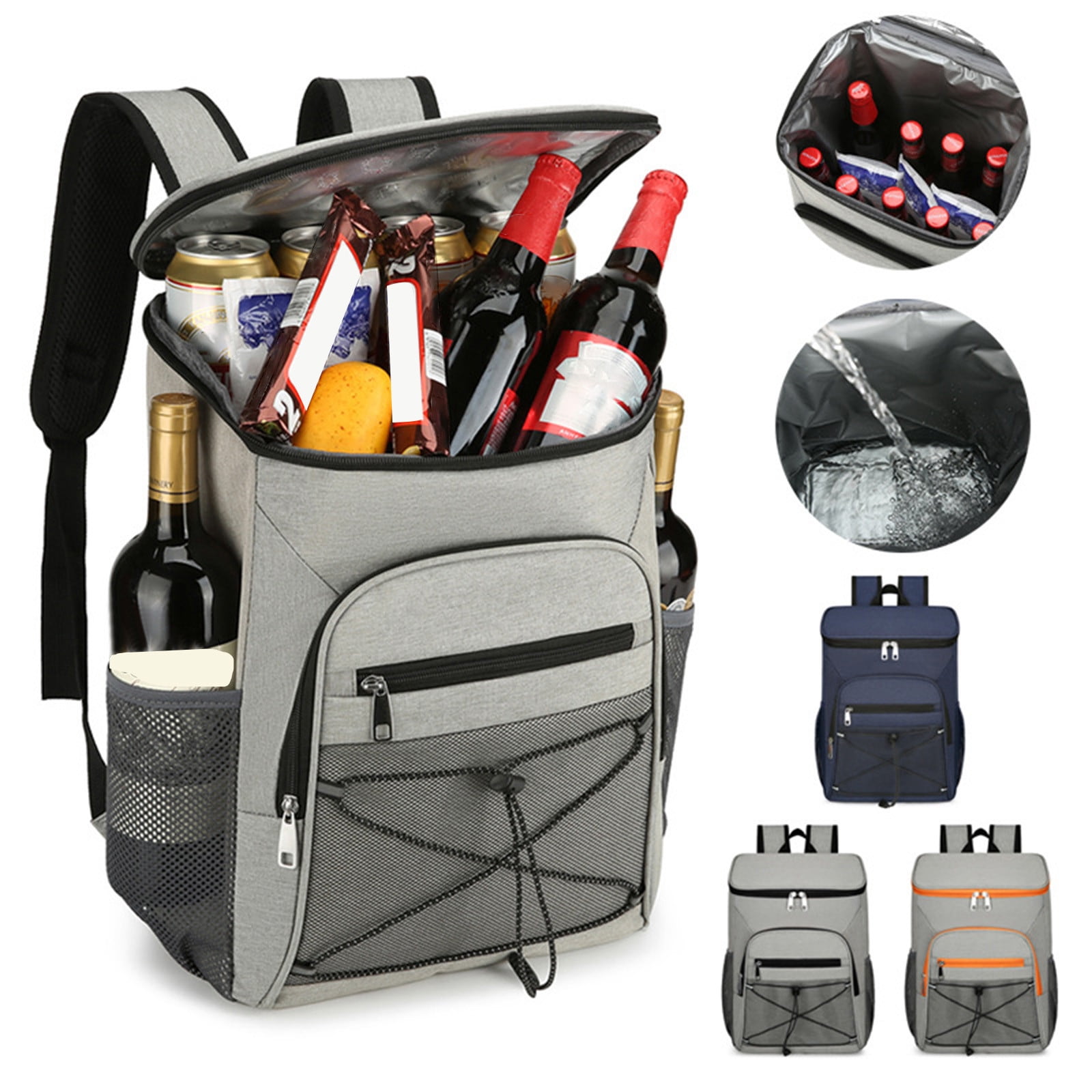 Beautynvta Cooler Backpack, Soft Camping Insulated Leakproof Cooler Bag, Waterproof Cooler Ice Chest Beer Bag for Lunch Picnic Beach Work Trip, 11.8" x 5.9" x 17.3", Gray