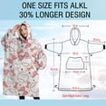 thumbnail image 4 of Oversized Wearable Blanket Hoodie,Pink Baseballs with Bows Pattern Sherpa Blanket Hoodie with Super Pockets,Super Warm Fuzzy Pullover for Women & Men, 4 of 6