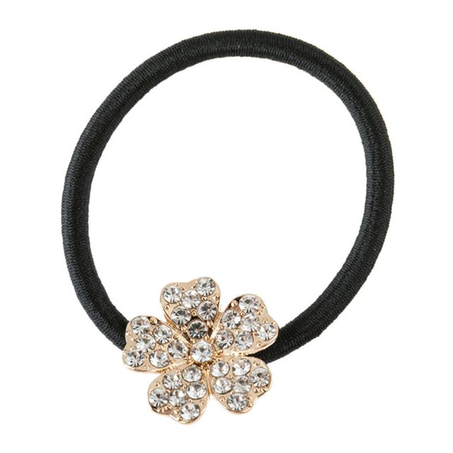 Cuerda de cabellero Elástica Cinta de Cabello Floral con Diamnates Artificiales Porta Cola para Mujer dorado Salvador Gomas para el cabello Cuerda Goma elástica