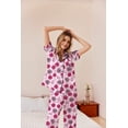 thumbnail image 3 of Ekouaer Womens Silky Satin Pajamas Set Short Sleeve Button Down Sleepwear 2 Piece Lounge Set Pj Set, 3 of 5