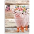 thumbnail image 3 of WFSposter Funny Piggy and Pink Butterfly Pig Pictures Wall Art Farmhouse Wall Decor Farm Animal Canvas Poster Mural for Bedroom Bathroom and Kitchen Framed and Ready to Hang 10"x15", 3 of 6