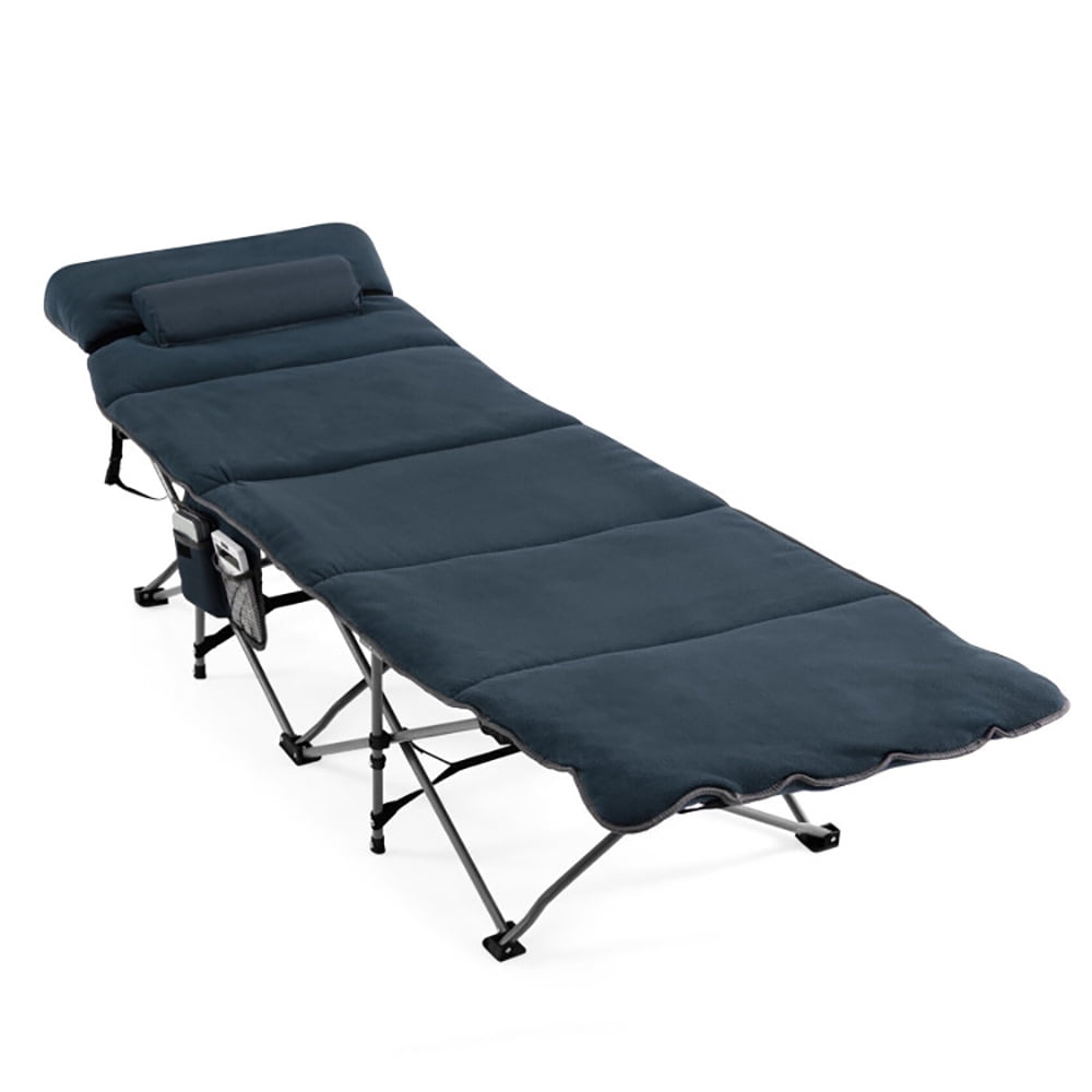 Aimee Lii Folding Retractable Travel Camping Cot with Mattress and Carry Bag, Outdoor Portable Camping Bed for Sleeping Hiking Travel, Blue