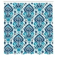 thumbnail image 2 of Ambesonne Ikat Shower Curtain, Tribal Motifs in Aztec Style, 69"Wx70"L, Sea Blue and White, 2 of 4