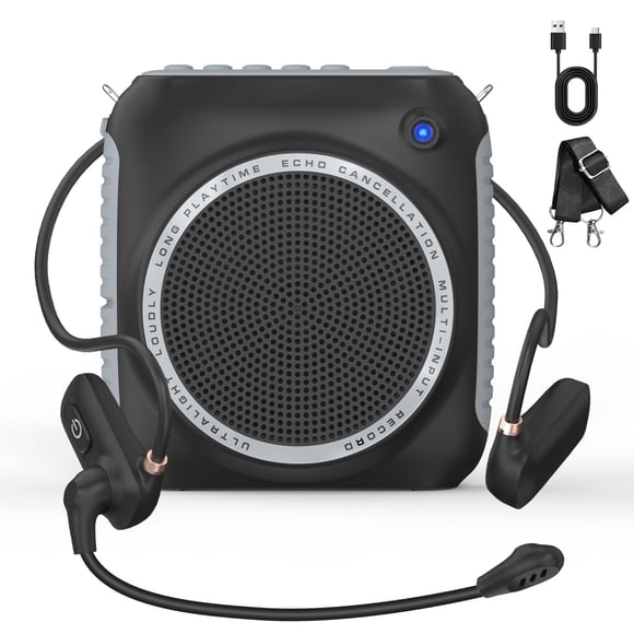 Amplificador de Voz PRUNUS Portátil con Cable y Micrófono Negro