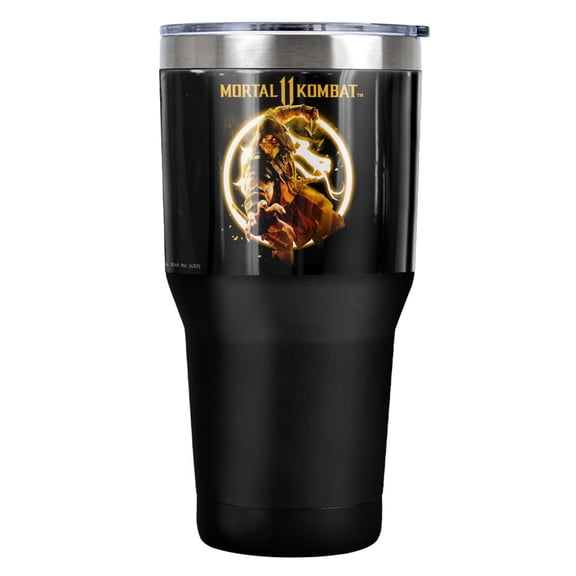 Mortal Kombat 11 Scorpion Flames Stainless Steel Tumbler 30 oz Coffee Travel Cup, Vacuum Insulated & Double Wall with Leakproof Sliding Lid