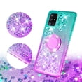 thumbnail image 3 of SOGA Phone Cover Compatible for Samsung Galaxy A71 Liquid Floating Quicksand Case with Diamond Ring Stand for Magnetic Car Mount and Lanyard - Purple on Teal, 3 of 5
