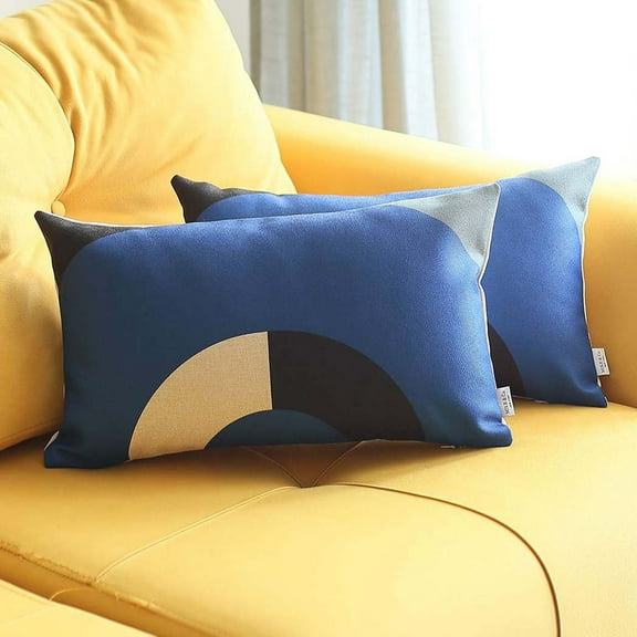 Boho-Chic Set of 2 Handcrafted Decorative Throw Pillow Cover Abstract Jacquard 12" x 20" Multi-Color Lumbar Pillowcase for Couch, Bedding