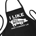 thumbnail image 2 of APRON DADDY Funny Apron for Men - I Like Pig Butts And I Cannot Lie - Adjustable Large 1 Size Fits All - Poly/Cotton Apron with 2 Pockets - BBQ Gift Apron for Dad, Chef, Husband, Chef, 2 of 4