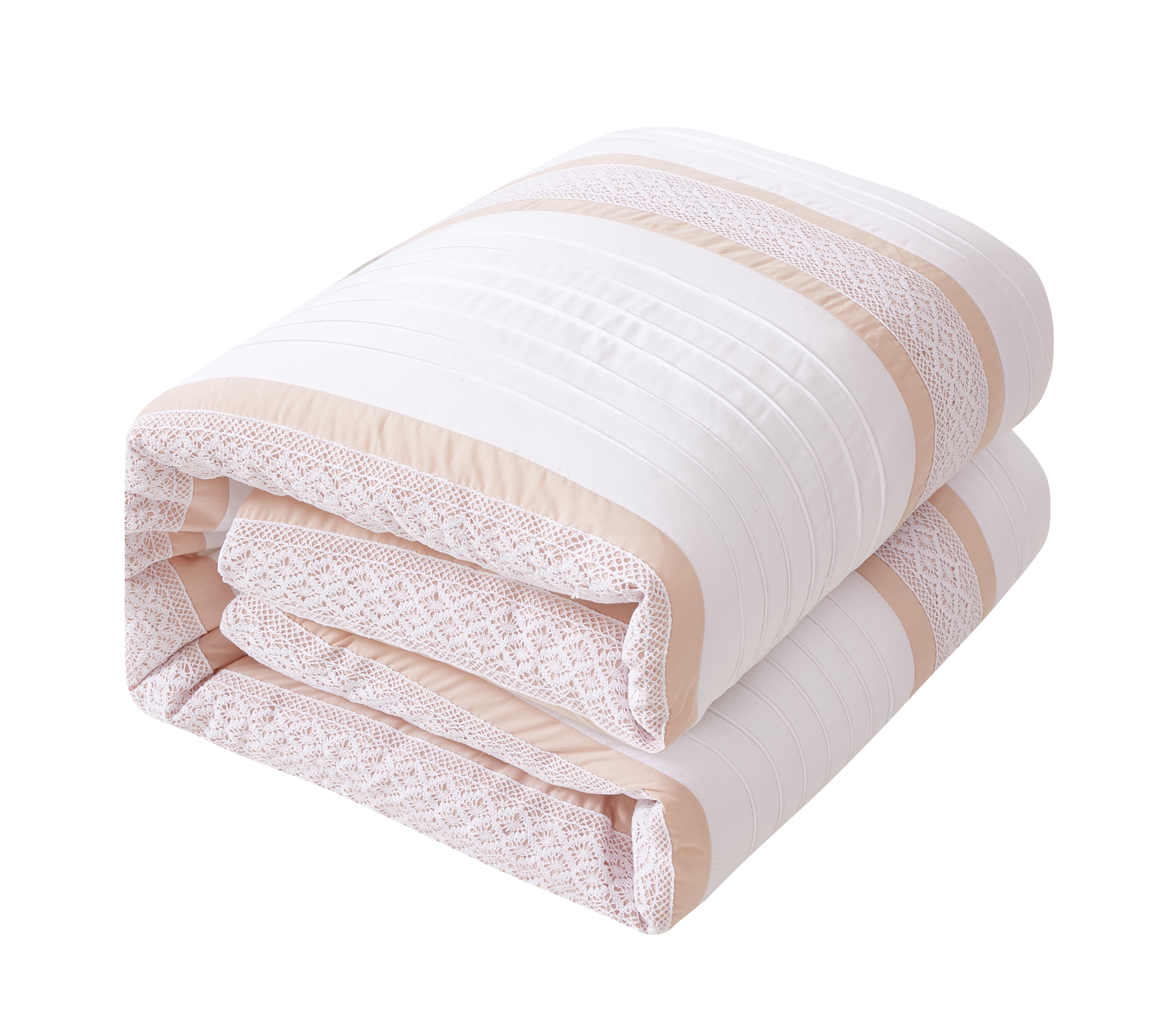Nanshing Gabby 7 Piece Bohemian Shabby Chic Comforter Set, Pink, California King