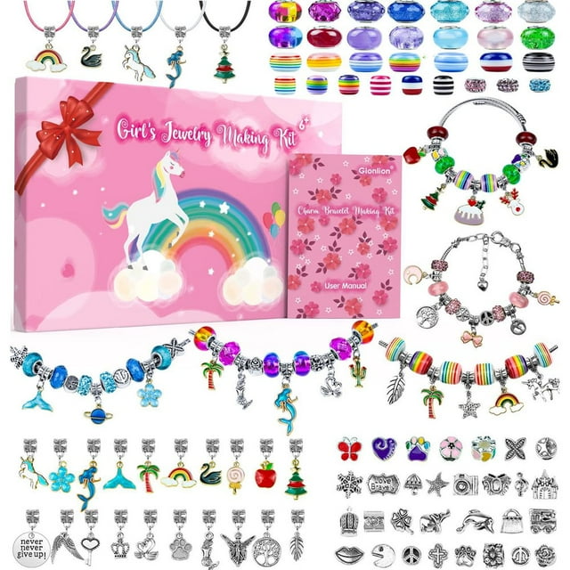 Charm Bracelet DIY Jewelry Gift Multicolor Durable Creative 129pcs Meaningful Crafts For Kids Glass Racelet Making Kit