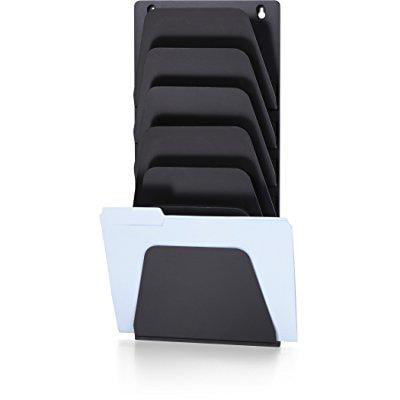 Photo 1 of officemate wall file holder, letter/legal, 7 pockets, black (21505)
