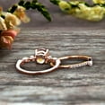 thumbnail image 2 of 1.50 Carat Morganite Rose Gold Wedding Set Bridal Ring Art Deco Halo Stacking Matching Band Round Cut Gemstone Astonishing Looking Anniversary Gift, 2 of 5