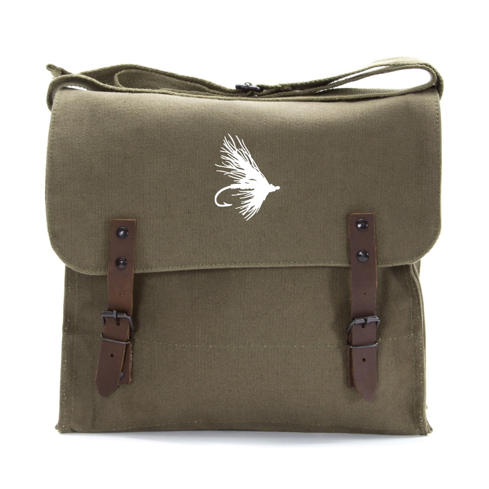 Fly Fishing Lure Hook Army Heavyweight Canvas Medic Shoulder Bag