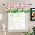 thumbnail image 2 of Easter Bunny Rod Pocket Curtain Valance, Spring Easter Eggs Floral Pink Plaid Farmhouse Window Valance for Living Room, Bedroom, Kitchen 42"W x 12"L, 2 of 9