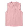 thumbnail image 6 of Lopecy-Sta Tank Tops for Men Stand Collar Half Button Sleeveless Henley Linen Blend Chest Pocket Loose Casual Summer Vests, 6 of 6