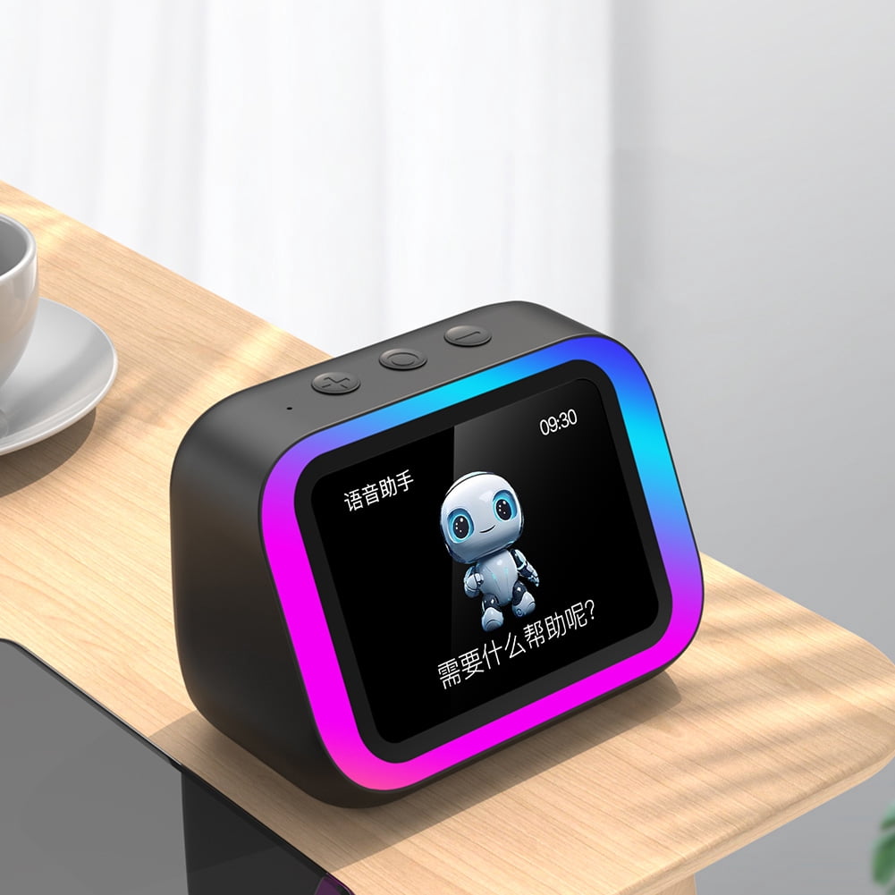 HUISZJ Smart Speaker, Portable BT Speaker Alarm Clock with RGB Lights, Voice Assistant Home Speaker for Bedroom Living Room