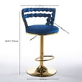thumbnail image 2 of Set of 2 Modern Bar Chair with Golden Color Iron Tube Legs, Soft Cushions and Comfortable Backrest, Suitable for Dining Room, Living Room, Cafe, Bar Stool (Blue), 2 of 8
