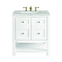 James Martin Vanities 30" Single Vanity, Bright White w/ 3 CM Victorian Silver Top
