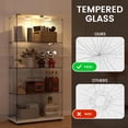 thumbnail image 6 of Display Cabinet with Light, Glass Door and Lock, 4-Shelf Fast Installation in 30Mins Curio Cabinet with 5mm Tempered Glass Floor Standing Bookshelf for Bedroom, Living Room, 65'' x32'' x14'', White, 6 of 7