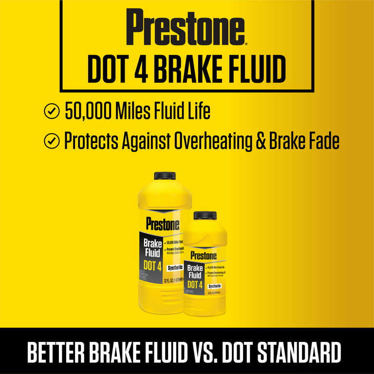 Prestone Dot 4 Brake Fluid - 12 fl oz- Synthetic, High Grade, 50,000 mile