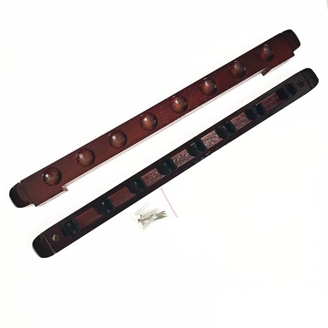 GLFILL Hardwood Pool Cue Rack Holds For 8 Cues Wall Mount Space Saving Solution Red