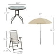 thumbnail image 5 of CoSoTower 6 Piece Patio Dining Set for 4 with Umbrella, Outdoor Table and Chairs with 4 Folding Dining Chairs & Round Glass Table for Garden, Backyard and Poolside, Beige, 5 of 5