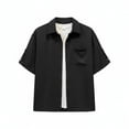 thumbnail image 5 of LODIENY Adjustable Short Sleeve Button Down Shirts for Men with Pocket Collared Basic Casual Summer Beach Shirt Black XXXL, 5 of 7