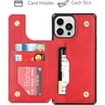 thumbnail image 2 of for iPhone 13 Pro Max Luxury PU Leather Case with Card Holder,Cash Slots,Stand Function Back Wallet Case Flip Wrist Strap Double Magnetic Clasp Durable Case for iPhone 13 Pro Max 6.7",Red, 2 of 14