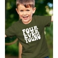 thumbnail image 3 of Retro Four Ever Young Shirt for Boys & Girls Groovy 4th Birthday T-Shirt for Kids Military Green Shirt 4T, 3 of 5