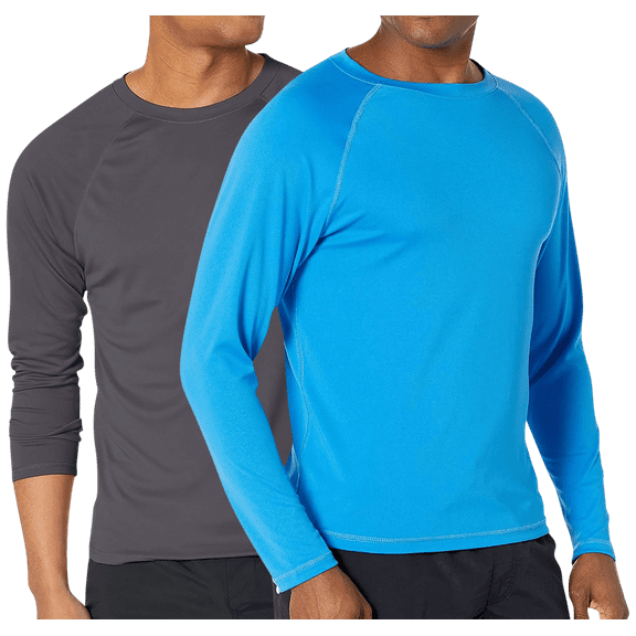 Kanu Surf Mens Rash Guard - 2 Pack UPF 50  Quick Dry Long Sleeve Swim Shirts for Men (S-XXL)