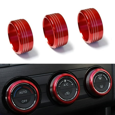 Climate Control Knobs - iJDMTOY 3pcs Red Anodized Aluminum AC Climate Control Knob Ring Covers For Subaru WRX, STI, Impreza, Forester, XV Crosstrek